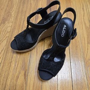 ALDO Black Wedge Sandals